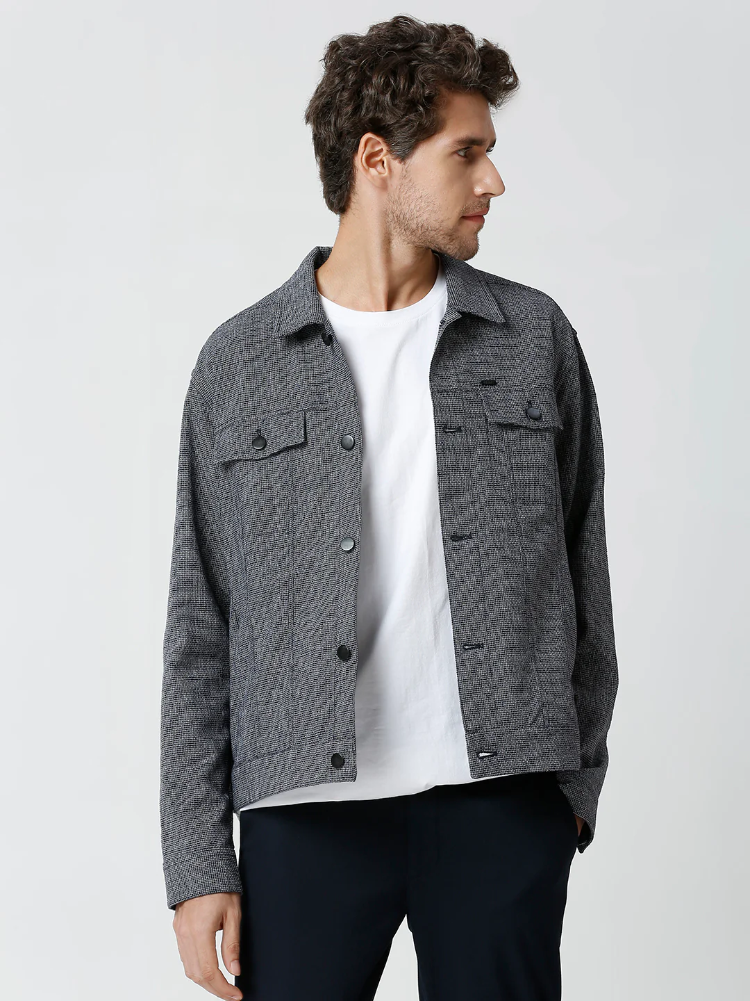 Cotton Checks Medieval Blue Parkway Shacket - Image 3