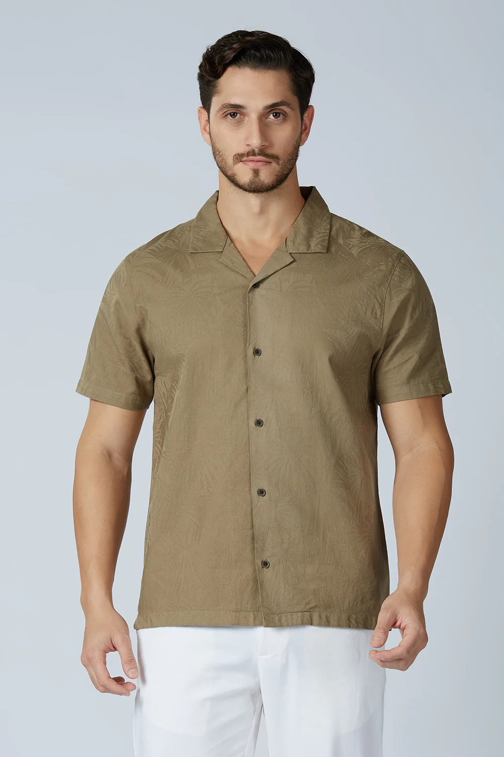 Cotton Jacquard Palm Shirt - Image 3