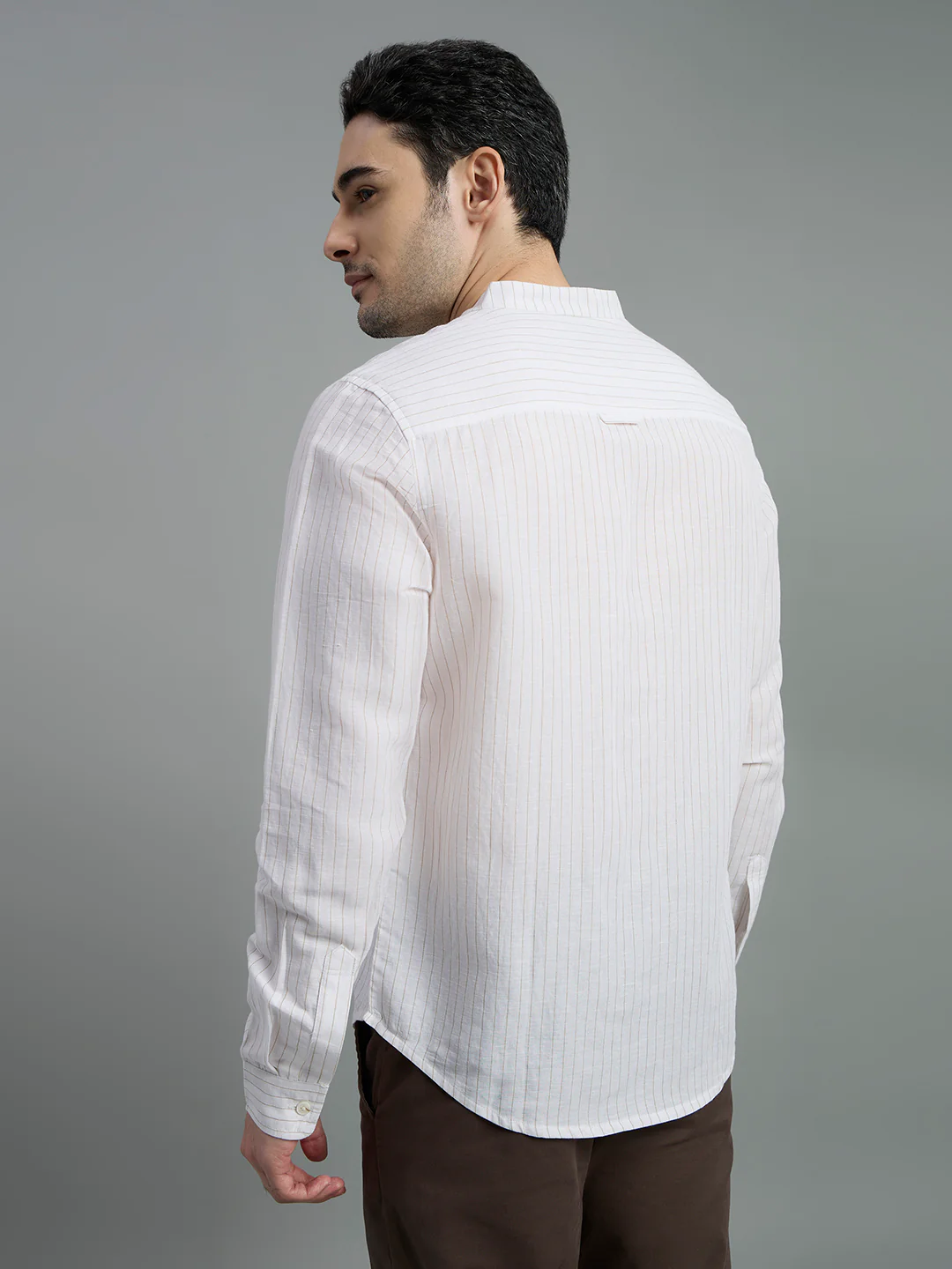 Linen Cotton Mandarin Collar Isle Shirt - Image 11