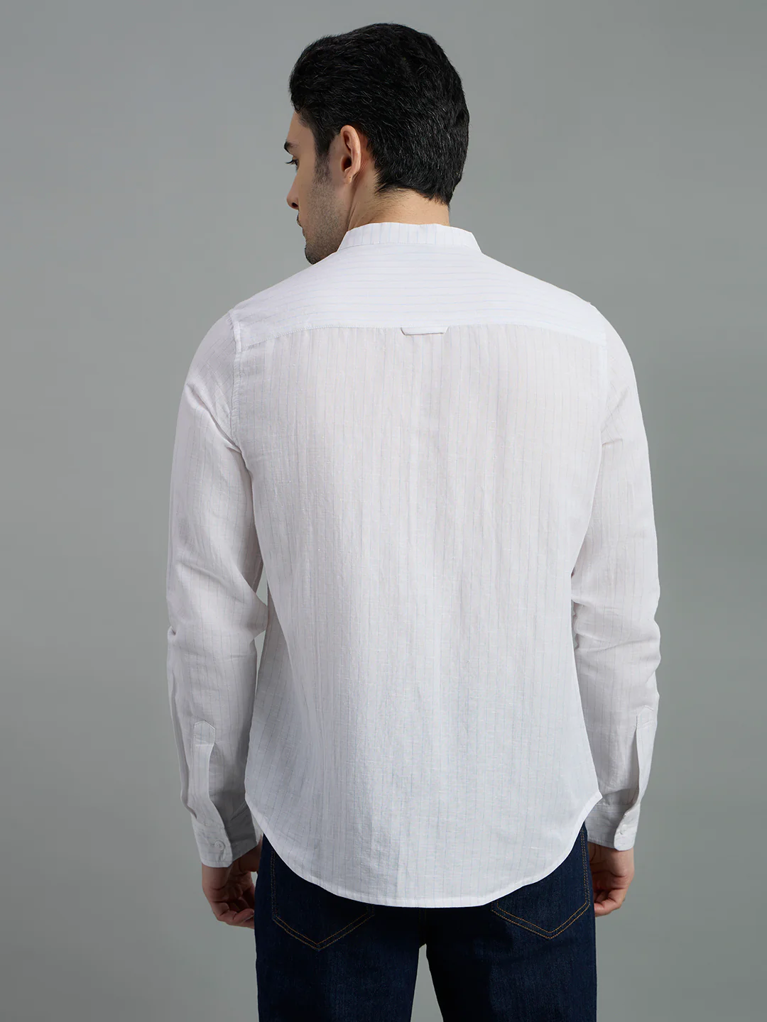 Linen Cotton Mandarin Collar Isle Shirt - Image 3