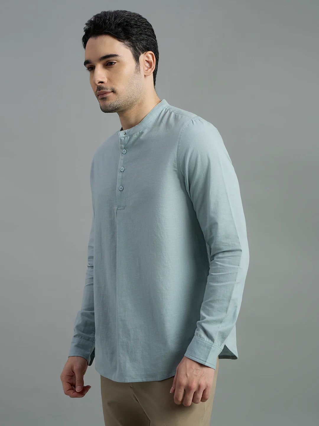 Cotton Mandarin Collar Bay Shirt - Image 12