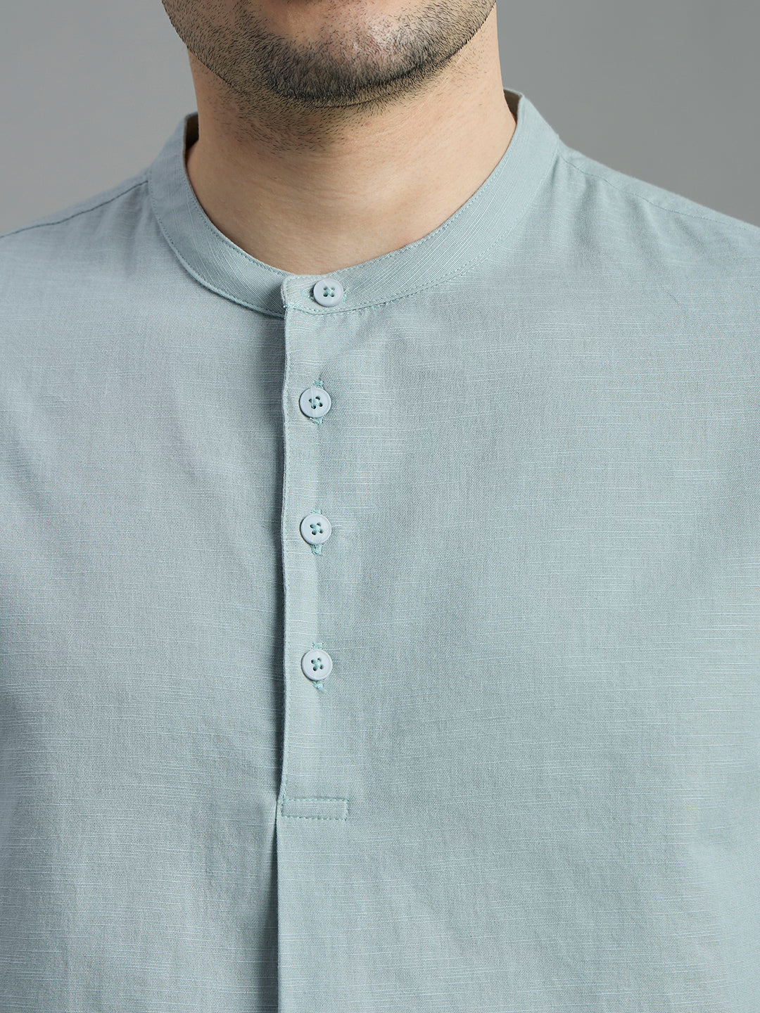 Cotton Mandarin Collar Bay Shirt - Image 13