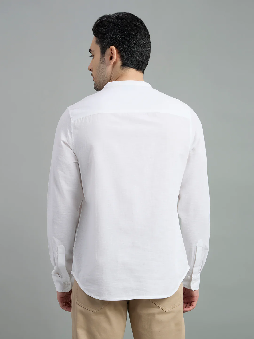 Cotton Mandarin Collar Bay Shirt - Image 22