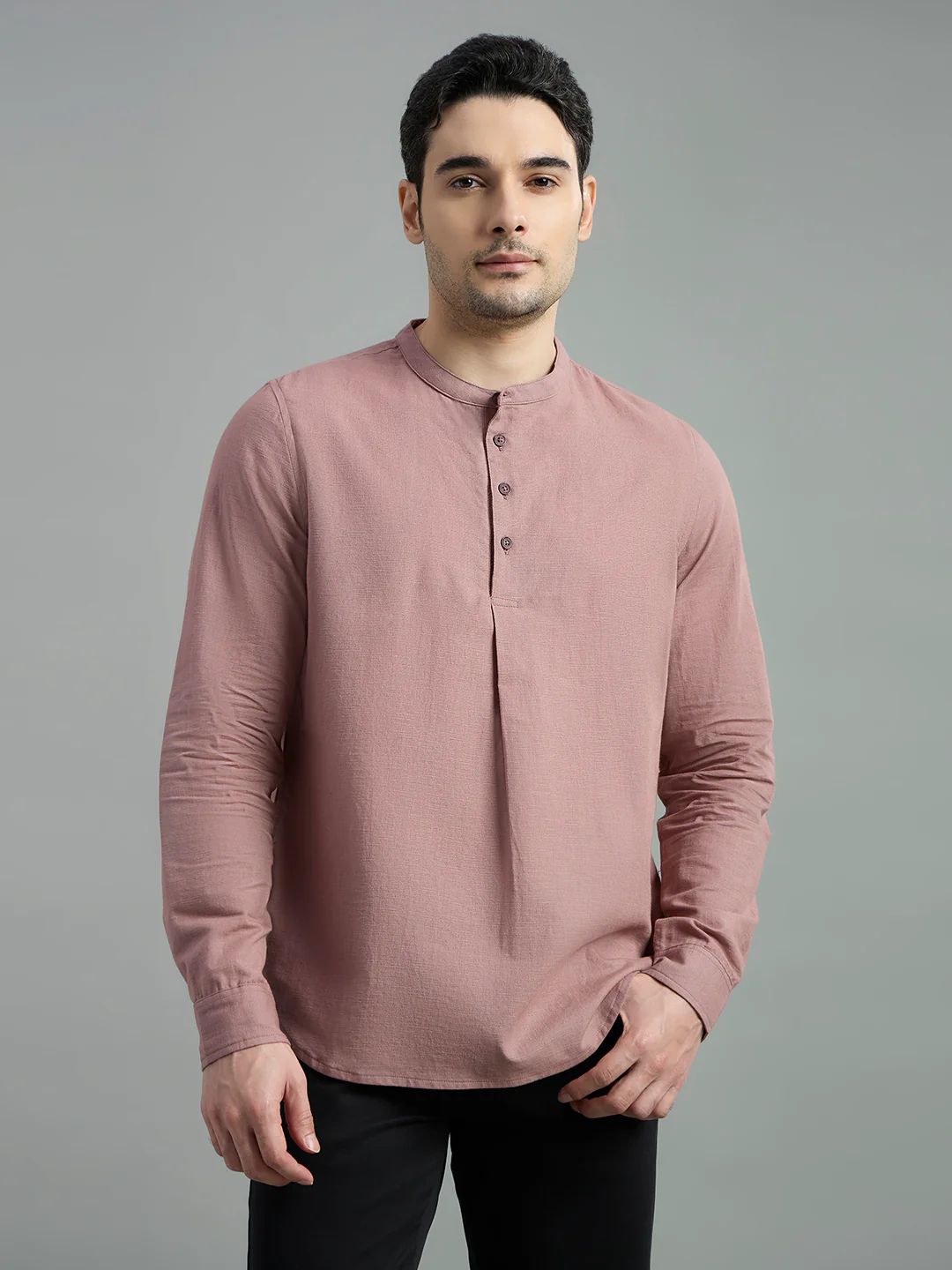 Cotton Mandarin Collar Bay Shirt - Image 25