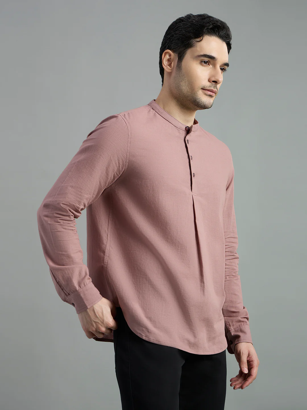 Cotton Mandarin Collar Bay Shirt - Image 27