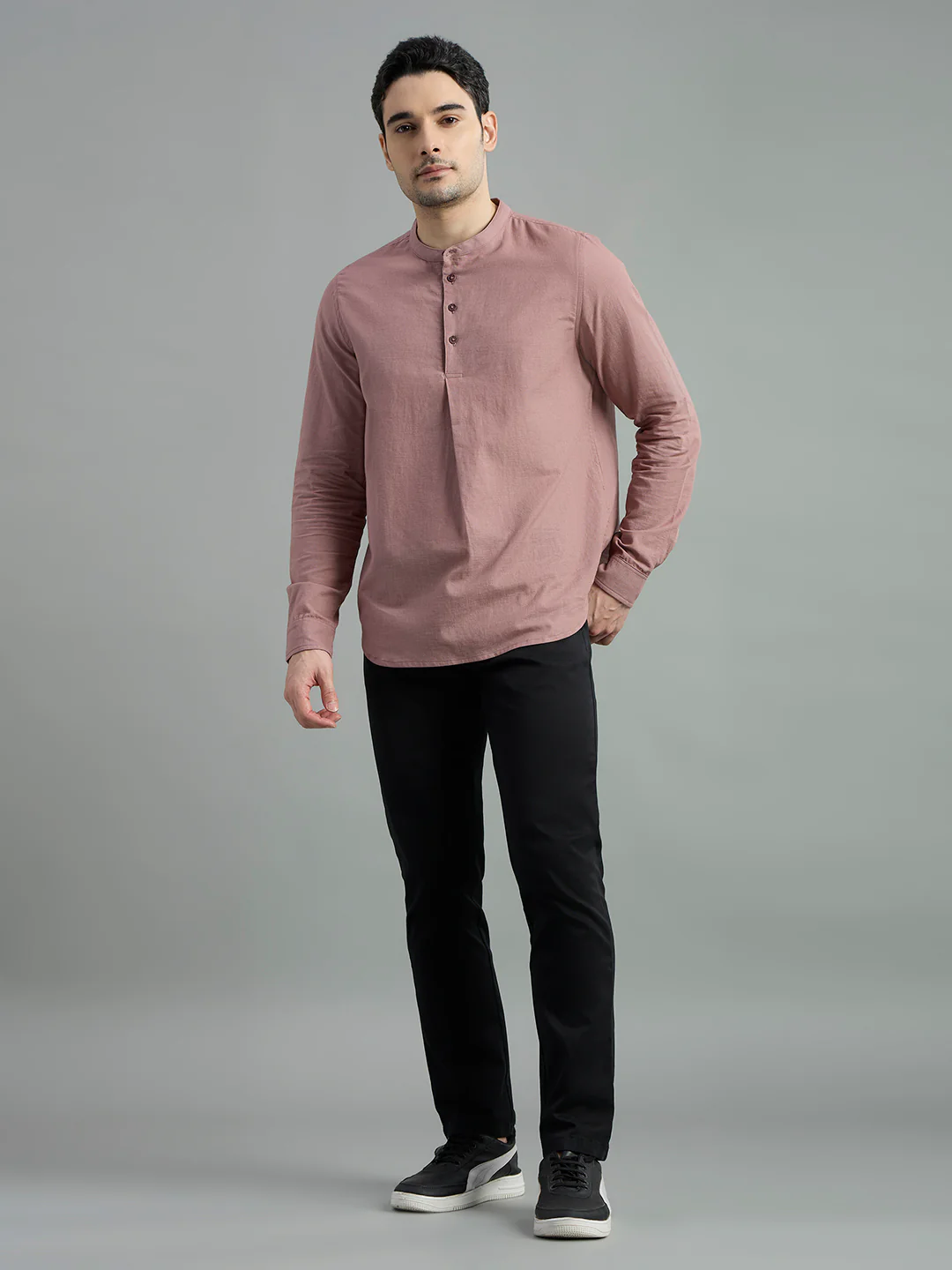 Cotton Mandarin Collar Bay Shirt - Image 32
