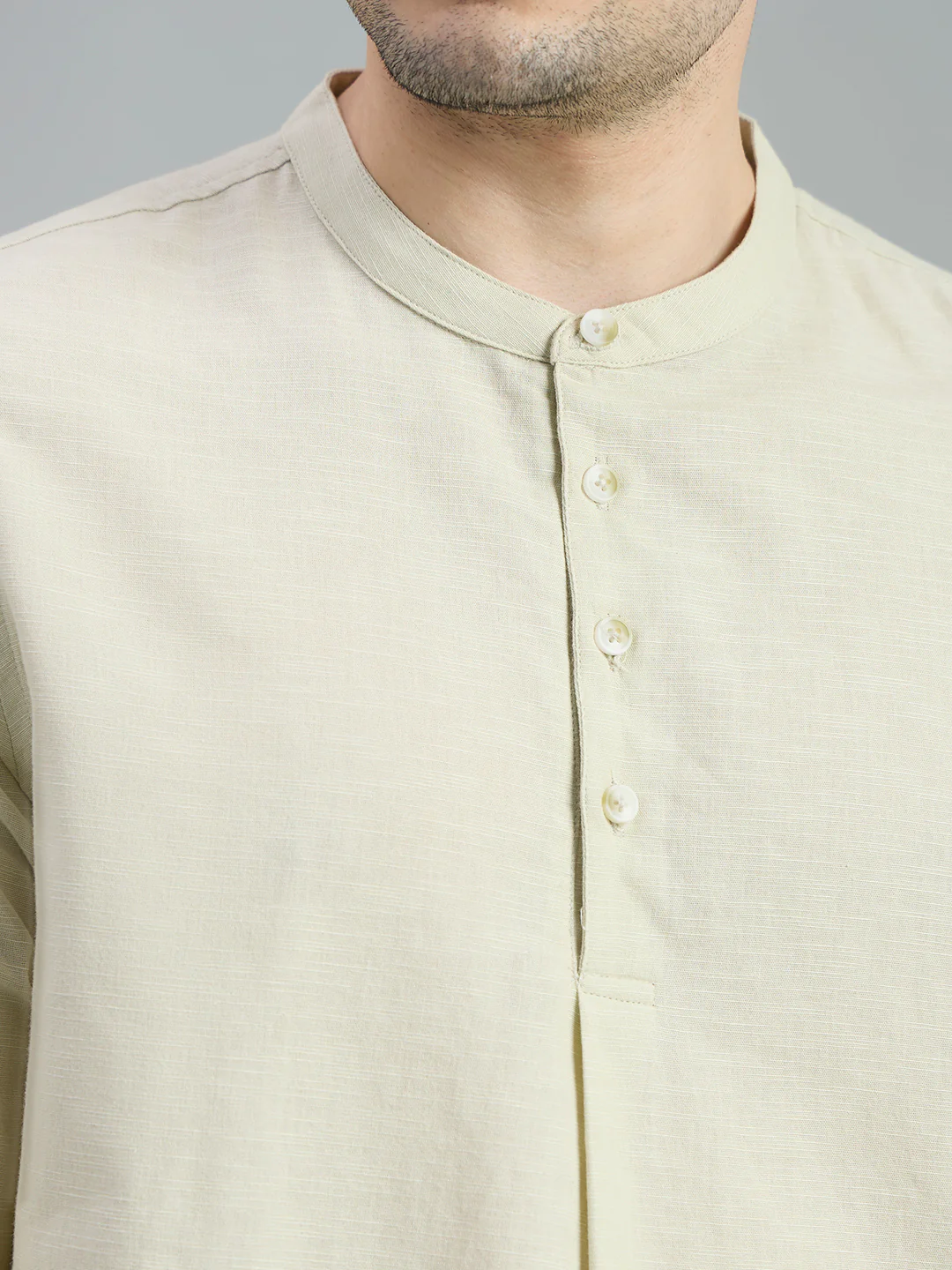 Cotton Mandarin Collar Bay Shirt - Image 5