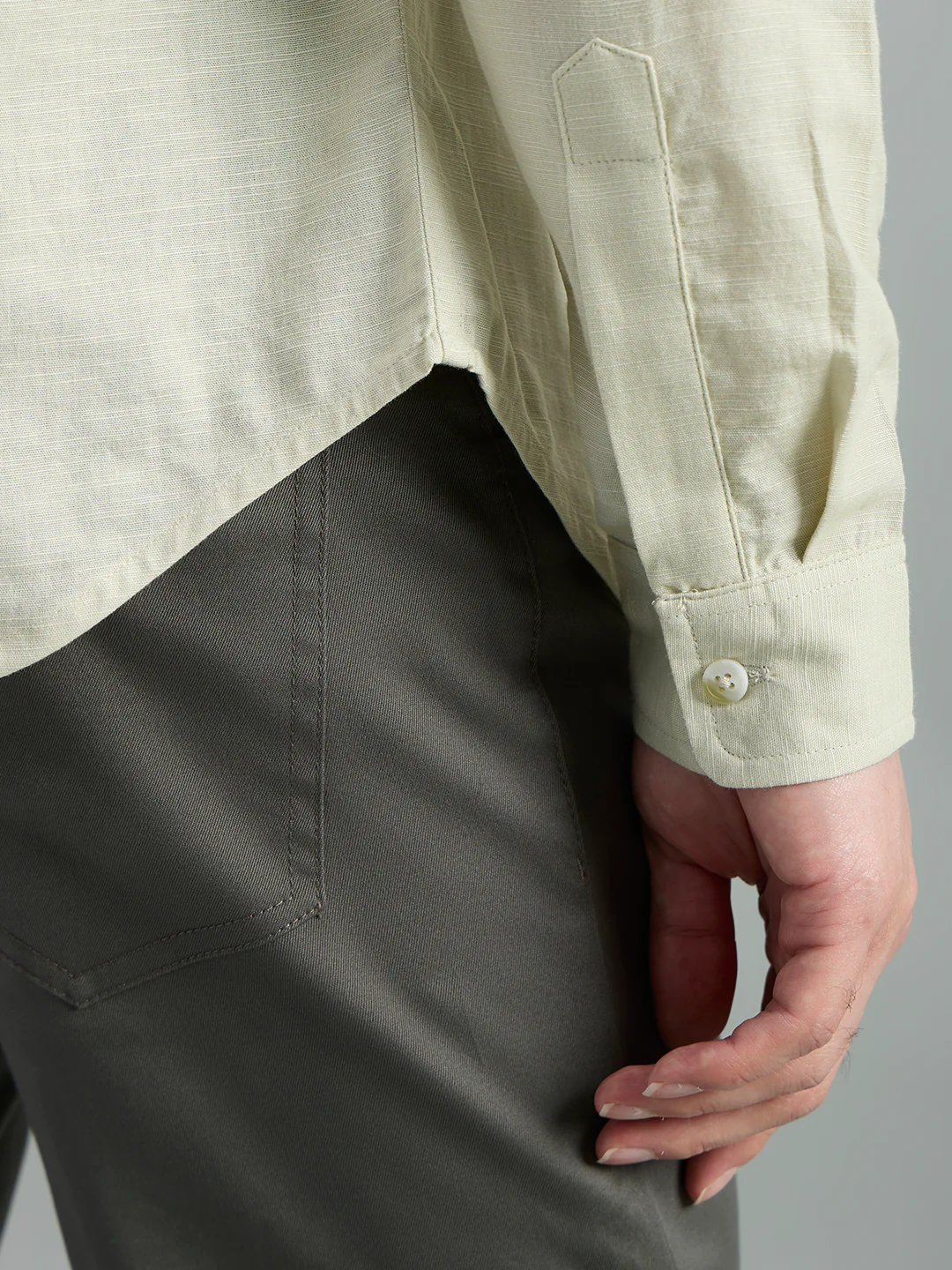 Cotton Mandarin Collar Bay Shirt - Image 6
