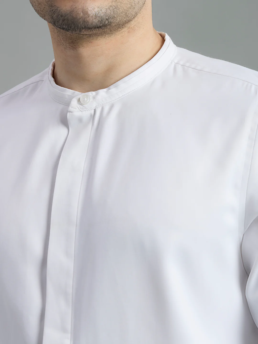 Cotton Mandarin Collar Key Shirt - Image 7