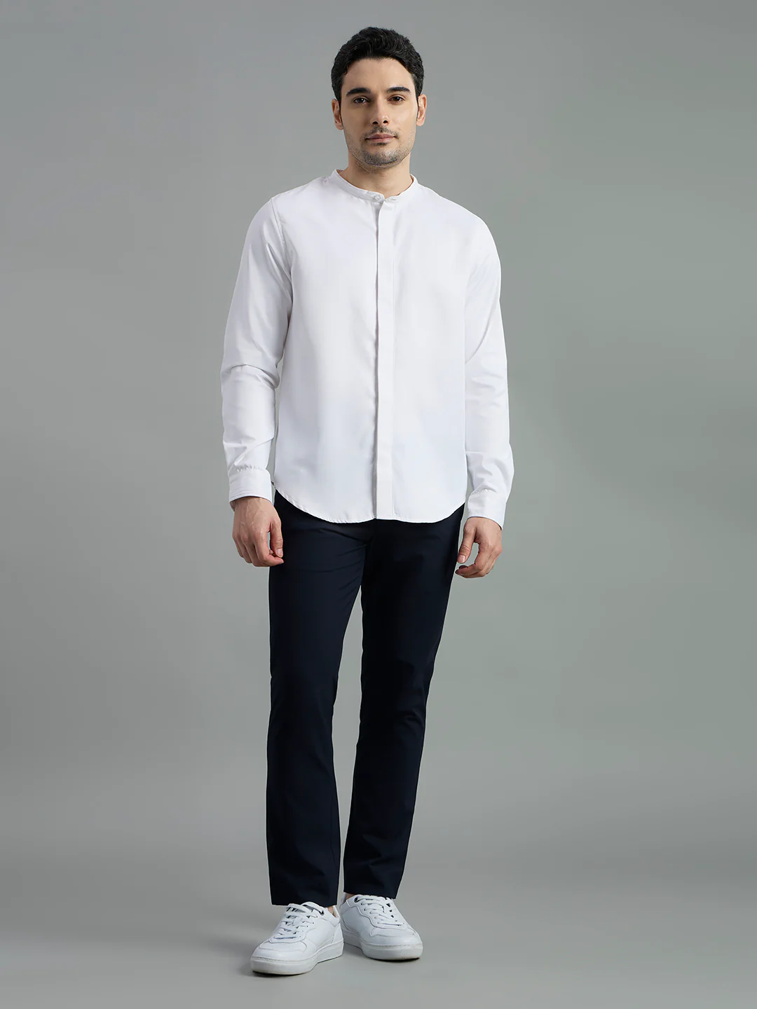 Cotton Mandarin Collar Key Shirt - Image 8