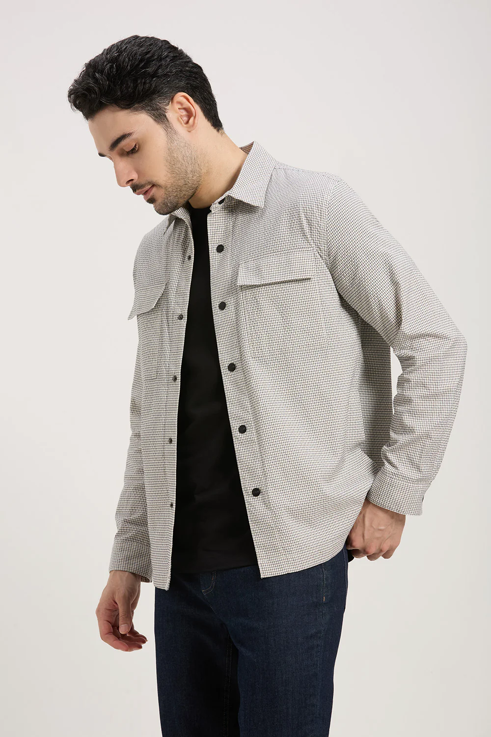 Cotton Lightweight Seersucker Flexure Shacket - Image 6