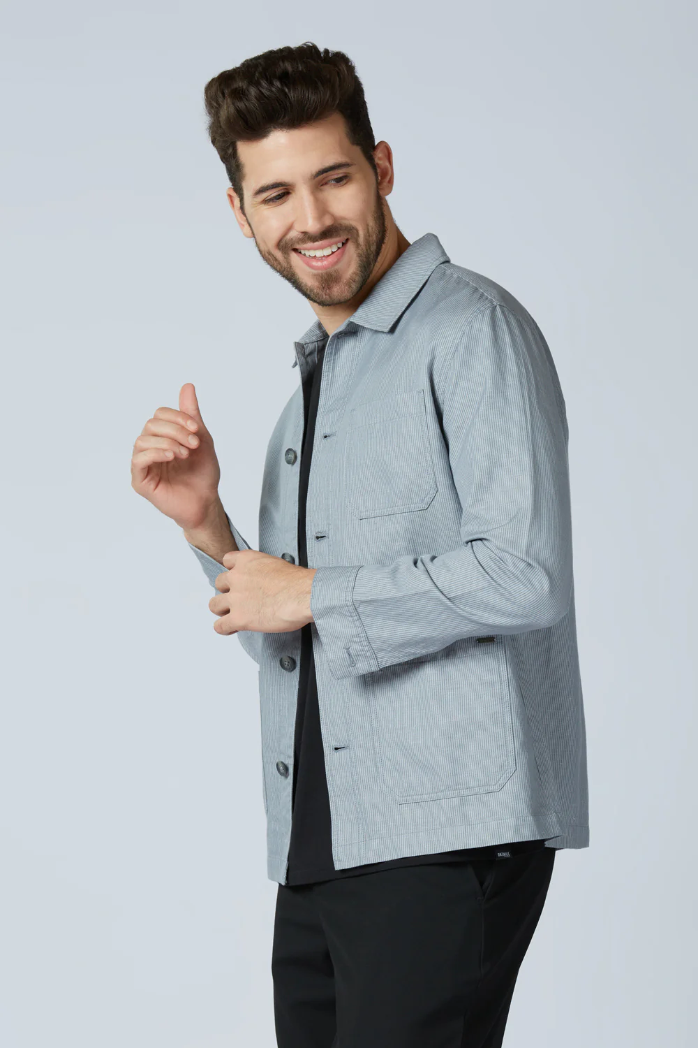 Linen Cotton Monument Grey Camp Shacket - Image 10