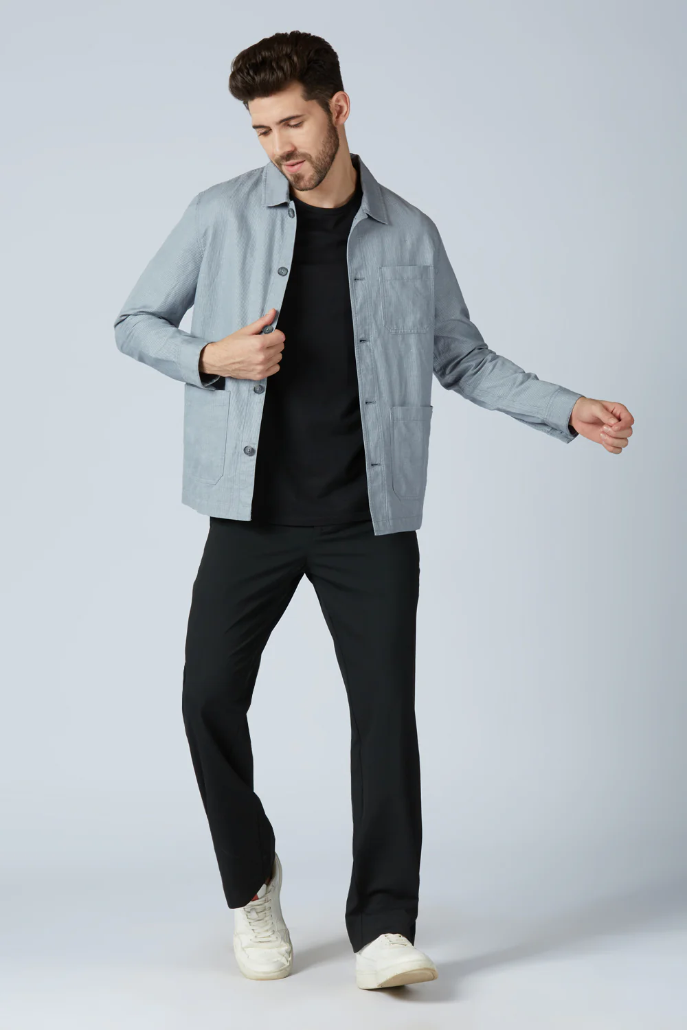 Linen Cotton Monument Grey Camp Shacket - Image 11