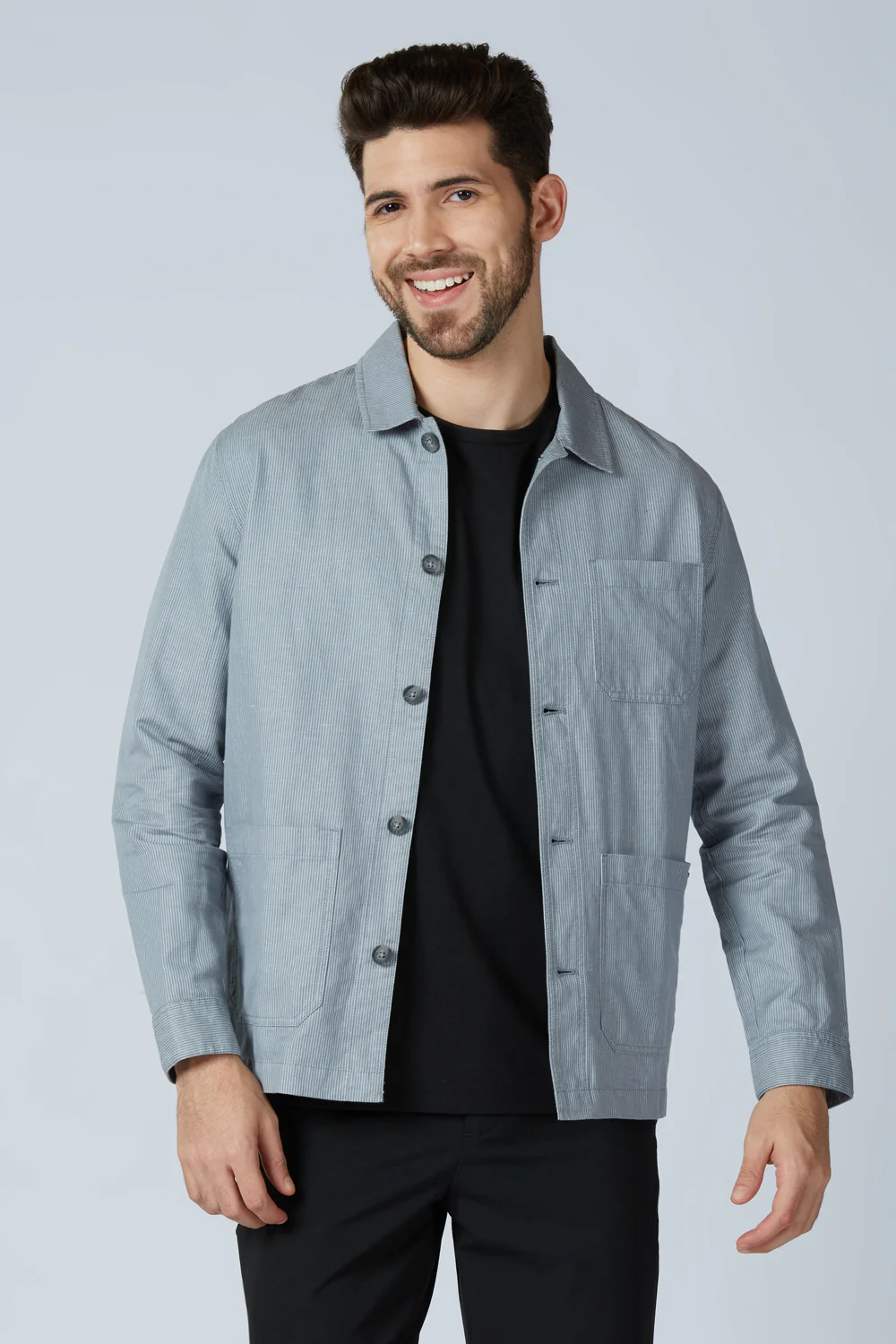 Linen Cotton Monument Grey Camp Shacket - Image 3