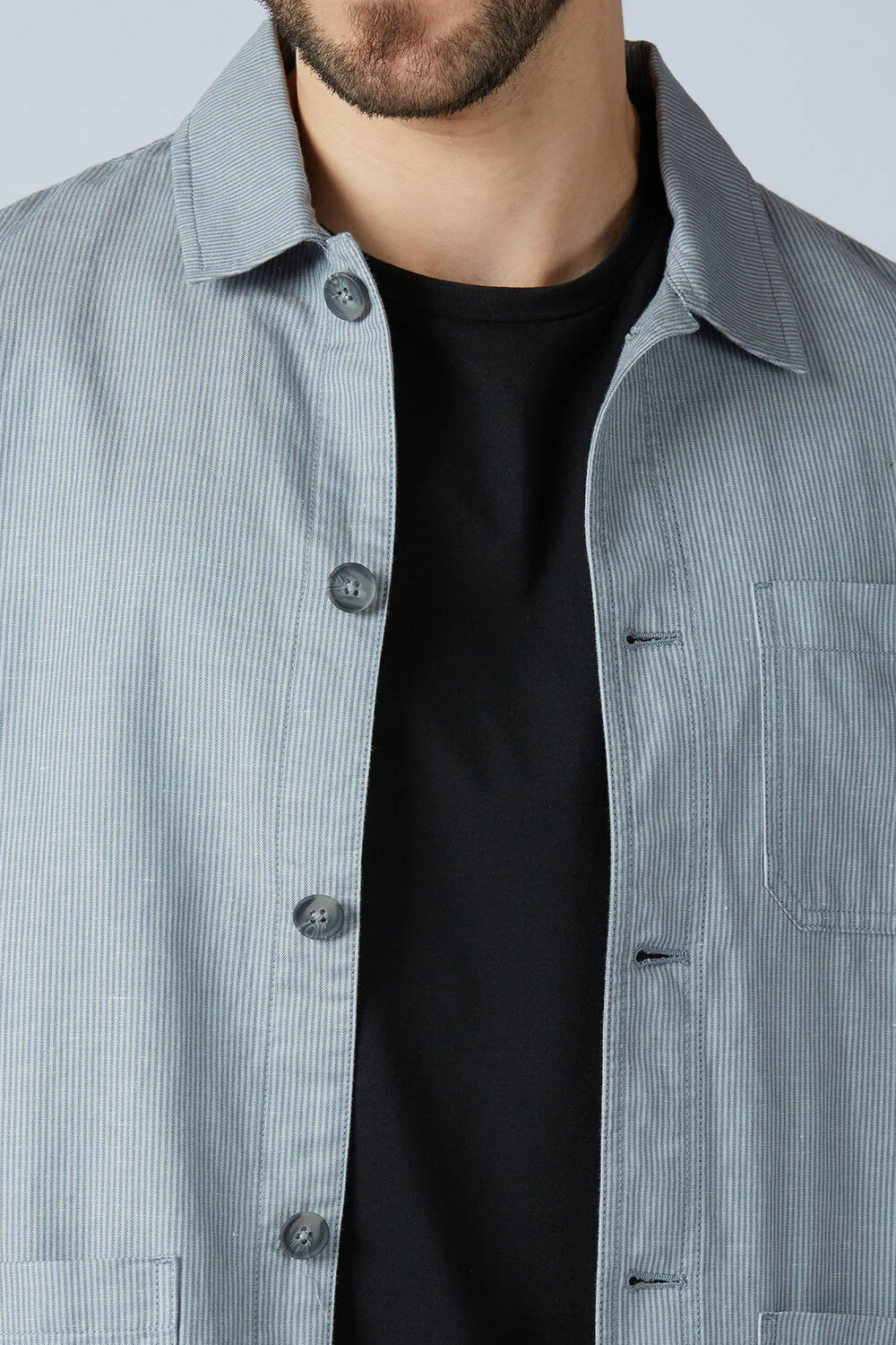 Linen Cotton Monument Grey Camp Shacket - Image 4