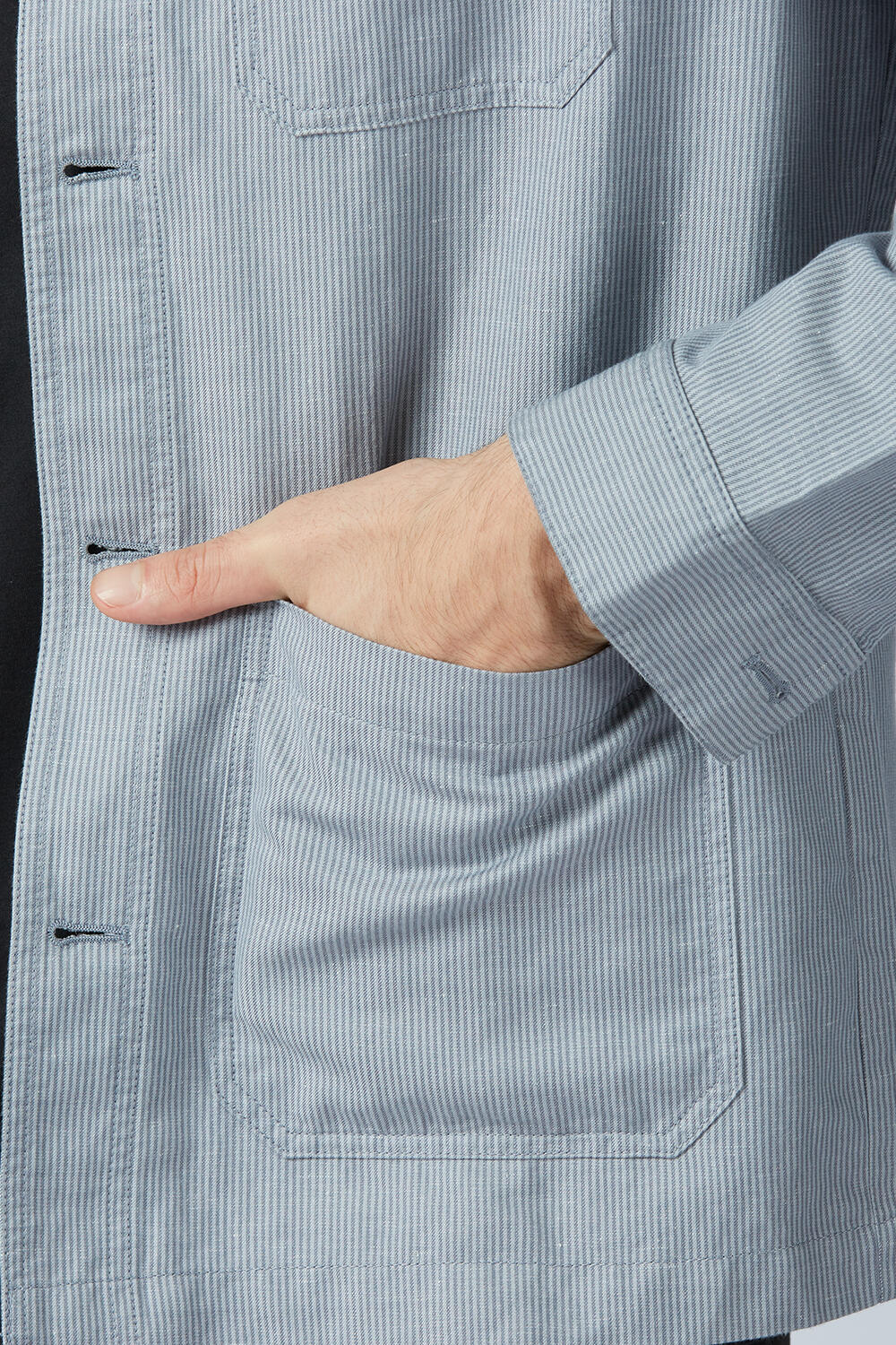 Linen Cotton Monument Grey Camp Shacket - Image 6