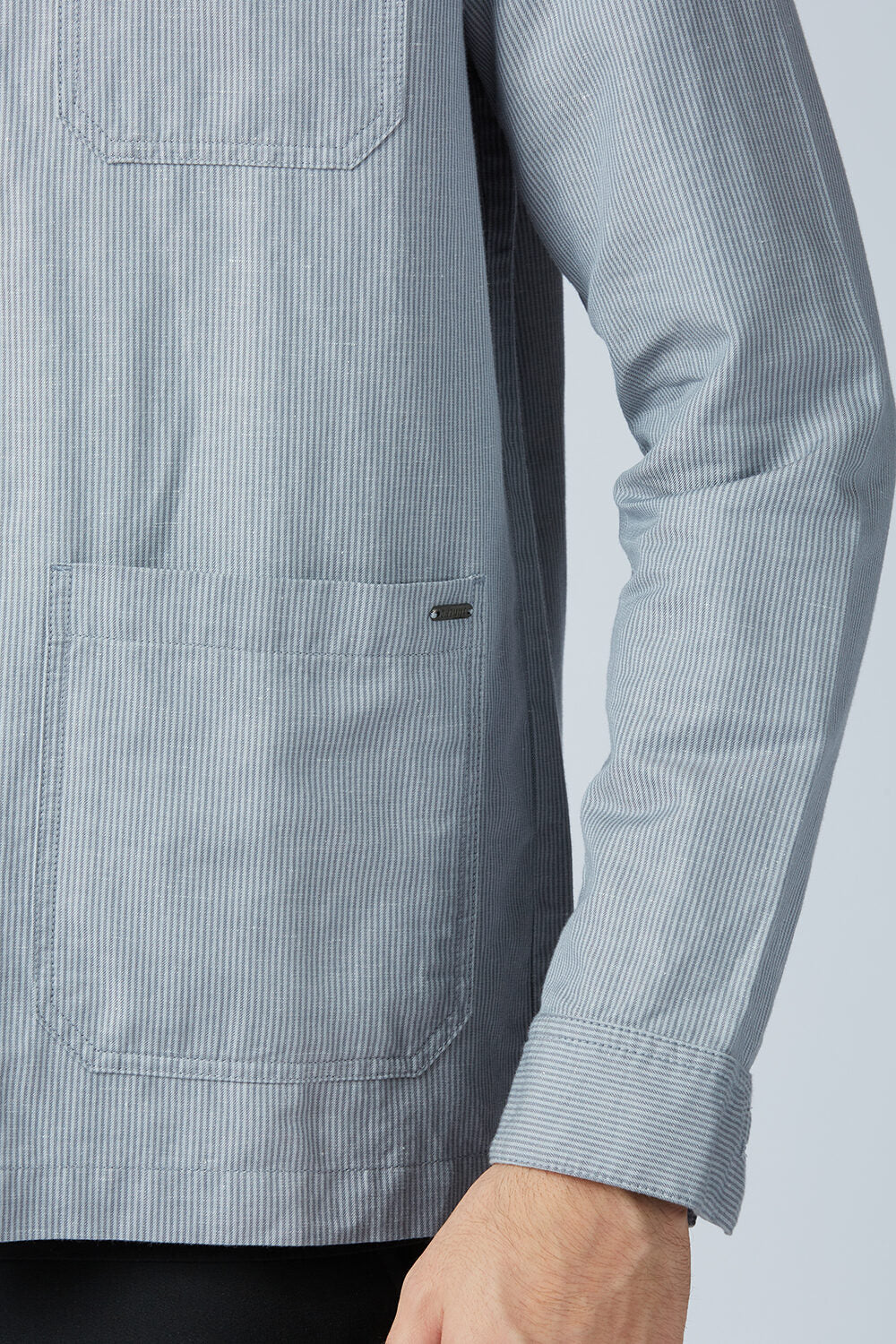 Linen Cotton Monument Grey Camp Shacket - Image 7