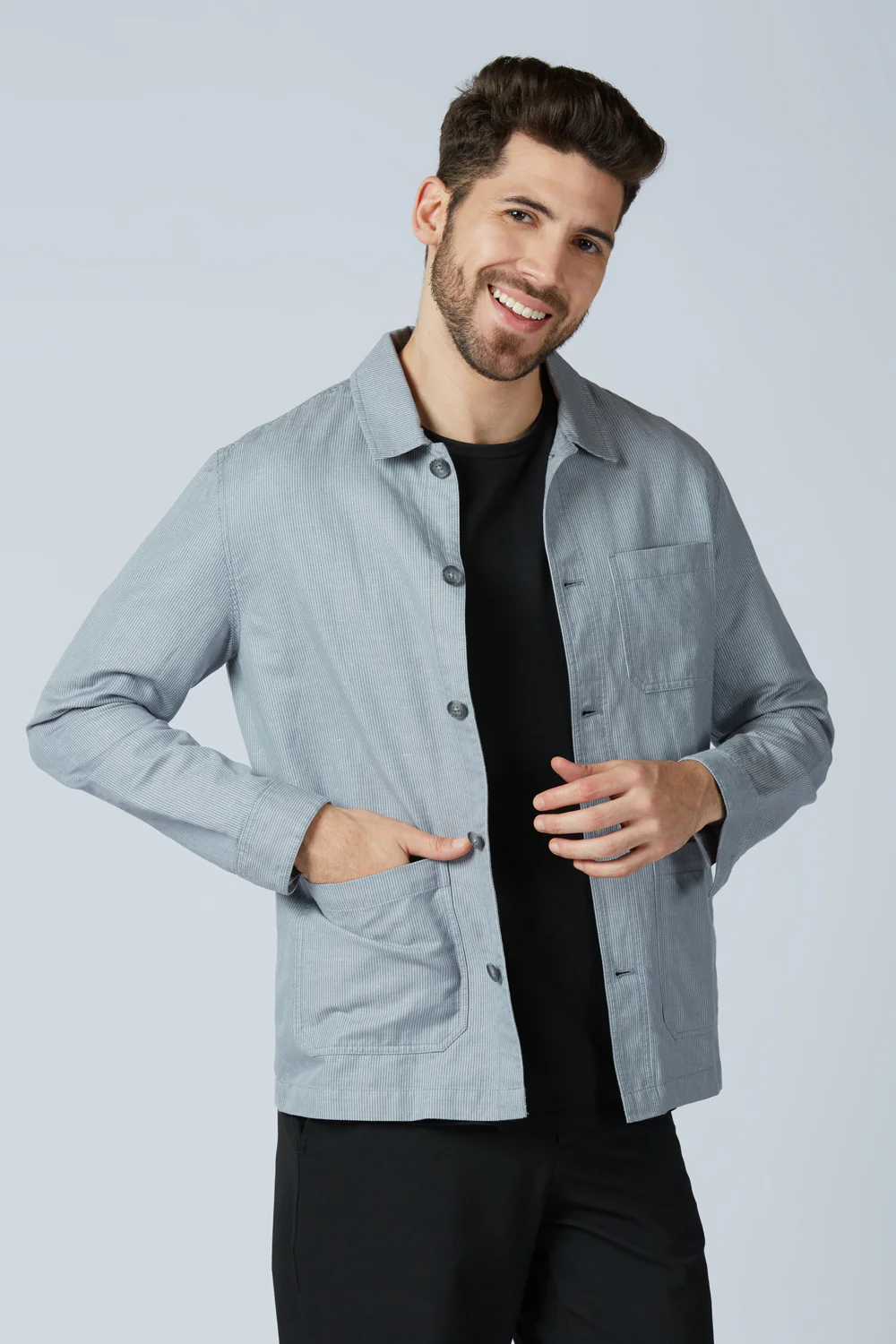 Linen Cotton Monument Grey Camp Shacket - Image 9